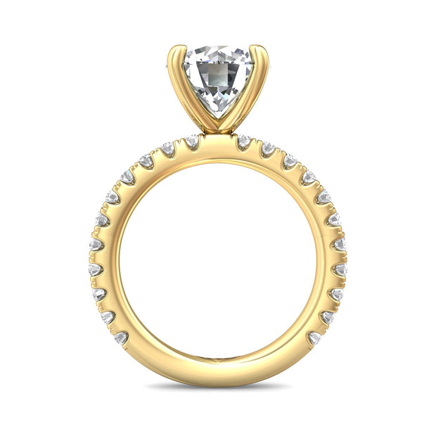 FlyerFit Micropave 18K Yellow Gold Engagement Ring