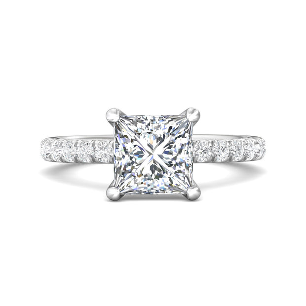 FlyerFit Micropave 14K White Gold Engagement Ring