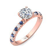 FlyerFit Micropave 18K Pink Gold Engagement Ring