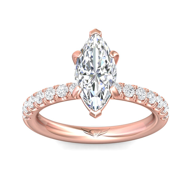 FlyerFit Micropave 14K Pink Gold Engagement Ring