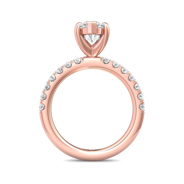 FlyerFit Micropave 14K Pink Gold Engagement Ring