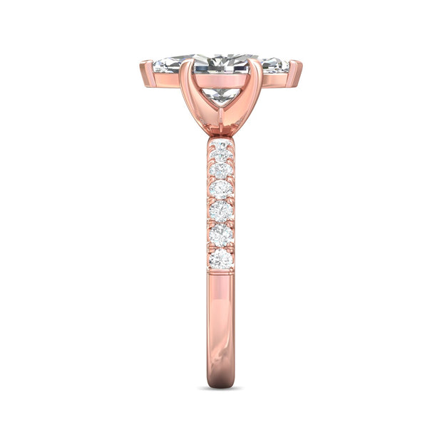 FlyerFit Micropave 14K Pink Gold Engagement Ring