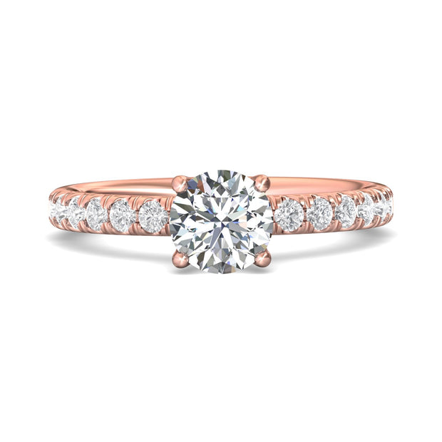 FlyerFit Micropave 18K Pink Gold Engagement Ring