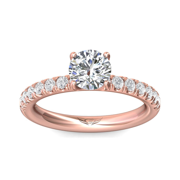 FlyerFit Micropave 18K Pink Gold Engagement Ring