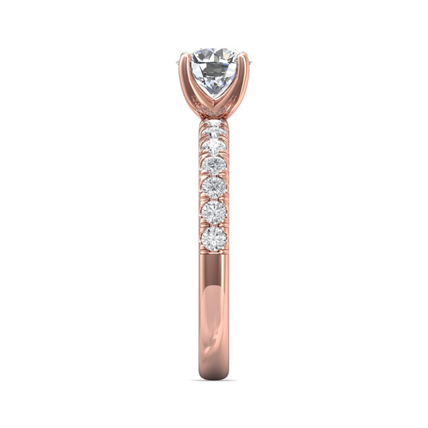 FlyerFit Micropave 14K Pink Gold Engagement Ring