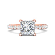 FlyerFit Micropave 18K Pink Gold Engagement Ring