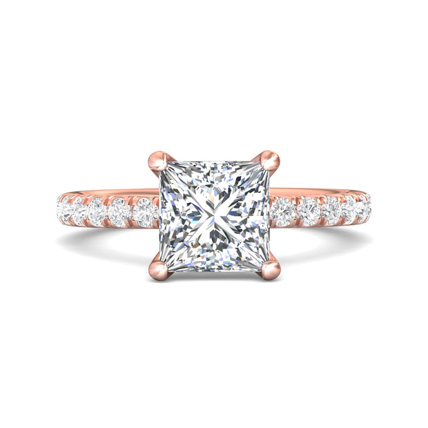 FlyerFit Micropave 18K Pink Gold Engagement Ring