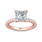 FlyerFit Micropave 14K Pink Gold Engagement Ring