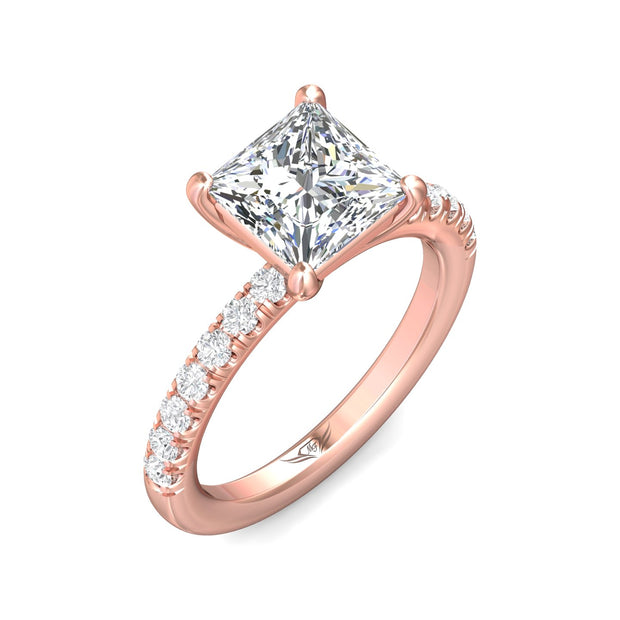 FlyerFit Micropave 18K Pink Gold Engagement Ring