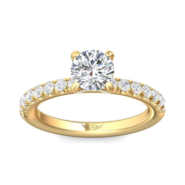 FlyerFit Micropave 18K Yellow Gold Engagement Ring