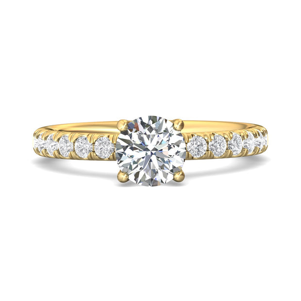 FlyerFit Micropave 14K Yellow Gold Engagement Ring