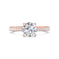 FlyerFit Micropave 14K Pink Gold Engagement Ring