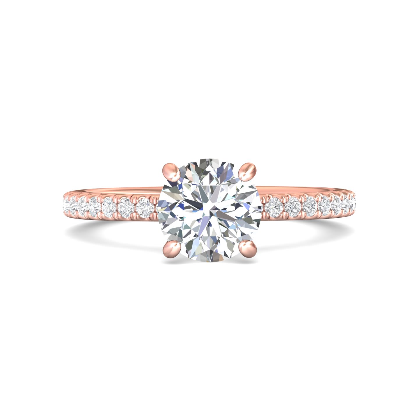 FlyerFit Micropave 14K Pink Gold Engagement Ring