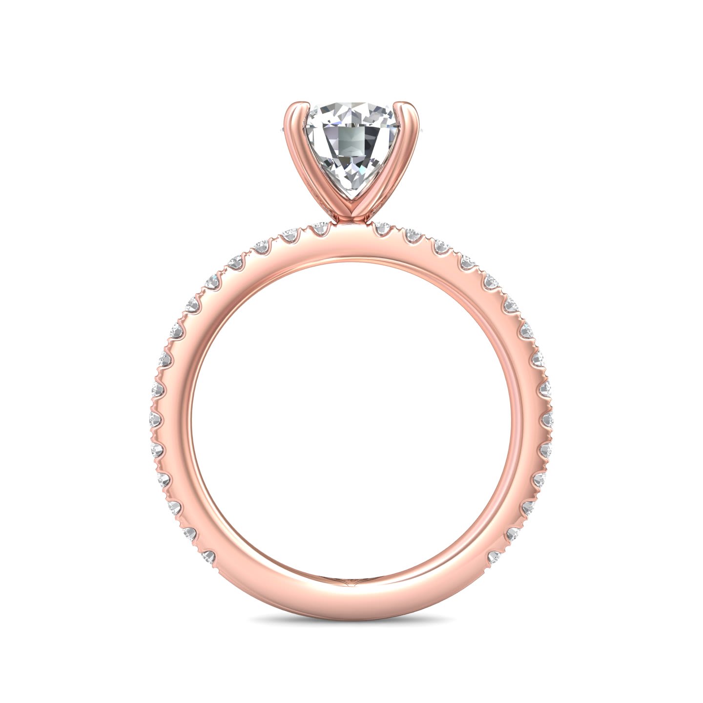 FlyerFit Micropave 14K Pink Gold Engagement Ring