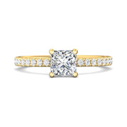 FlyerFit Micropave 18K Yellow Gold Engagement Ring