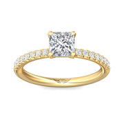 FlyerFit Micropave 18K Yellow Gold Engagement Ring