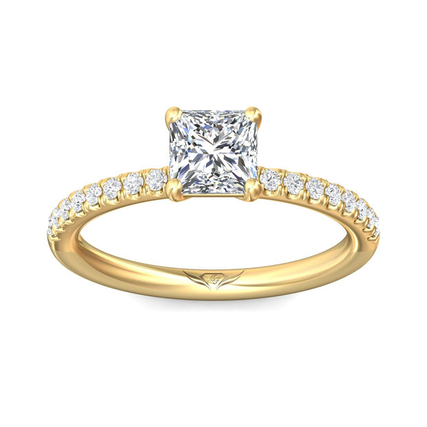 FlyerFit Micropave 18K Yellow Gold Engagement Ring