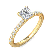 FlyerFit Micropave 18K Yellow Gold Engagement Ring