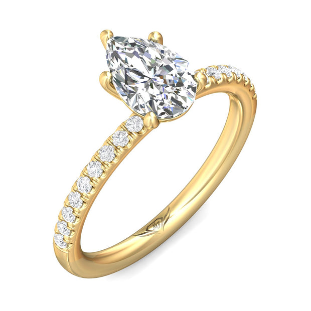 FlyerFit Micropave 18K Yellow Gold Engagement Ring