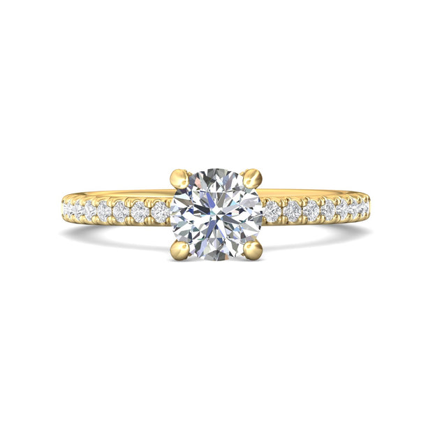 FlyerFit Micropave 18K Yellow Gold Engagement Ring