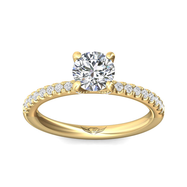 FlyerFit Micropave 18K Yellow Gold Engagement Ring