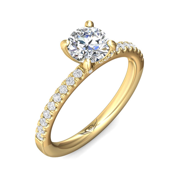 FlyerFit Micropave 18K Yellow Gold Engagement Ring