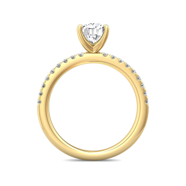 FlyerFit Micropave 18K Yellow Gold Engagement Ring