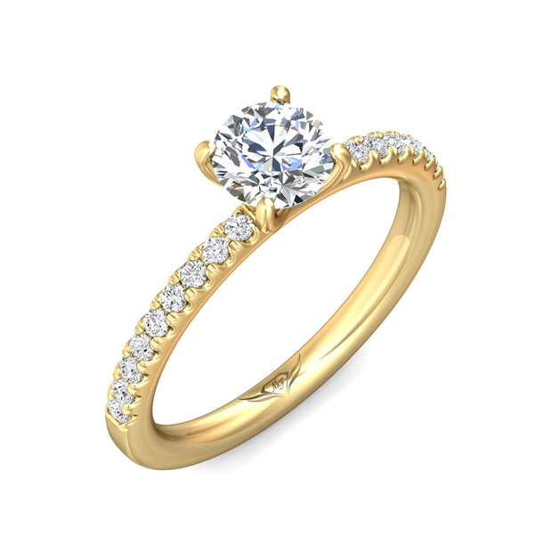 FlyerFit Micropave 18K Yellow Gold Engagement Ring