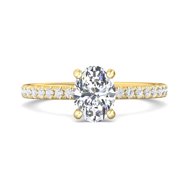 FlyerFit Micropave 18K Yellow Gold Engagement Ring