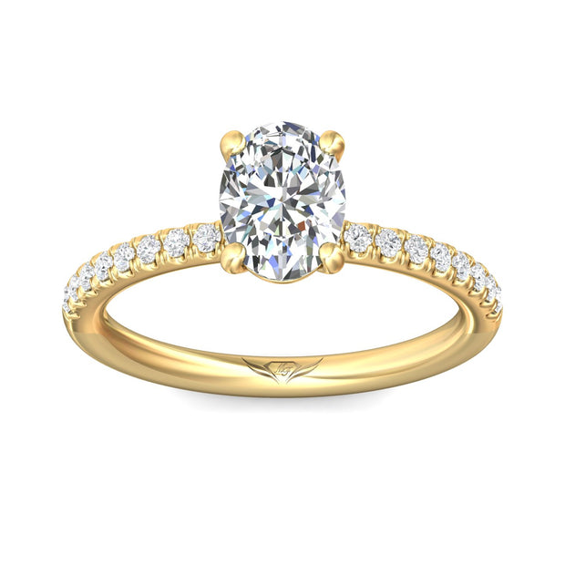 FlyerFit Micropave 18K Yellow Gold Engagement Ring