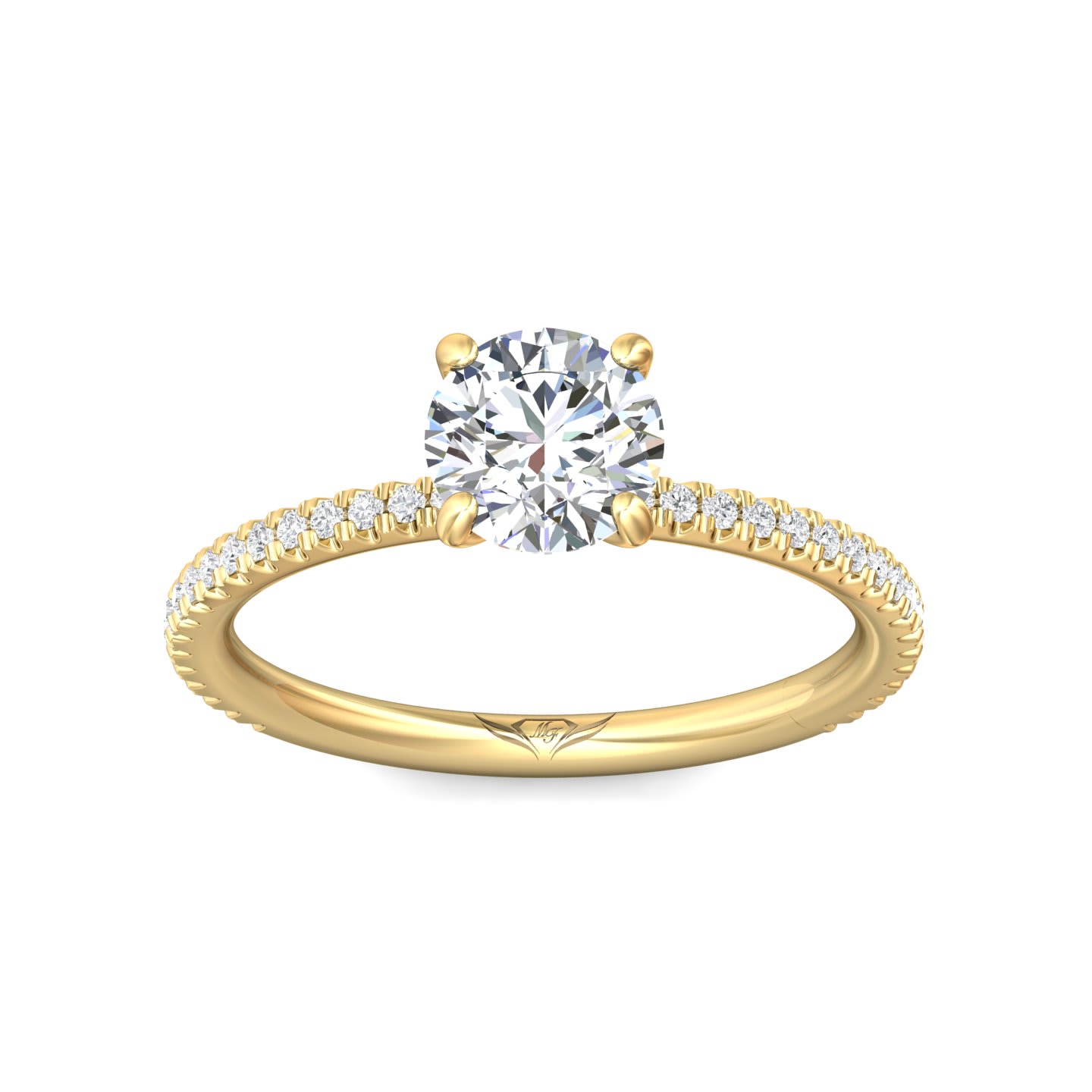 FlyerFit Micropave 18K Yellow Gold Engagement Ring