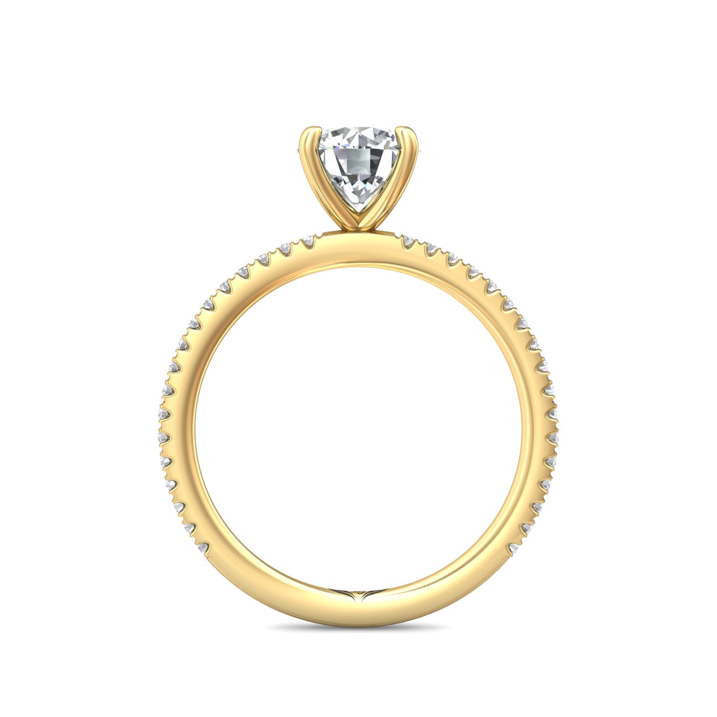 FlyerFit Micropave 18K Yellow Gold Engagement Ring