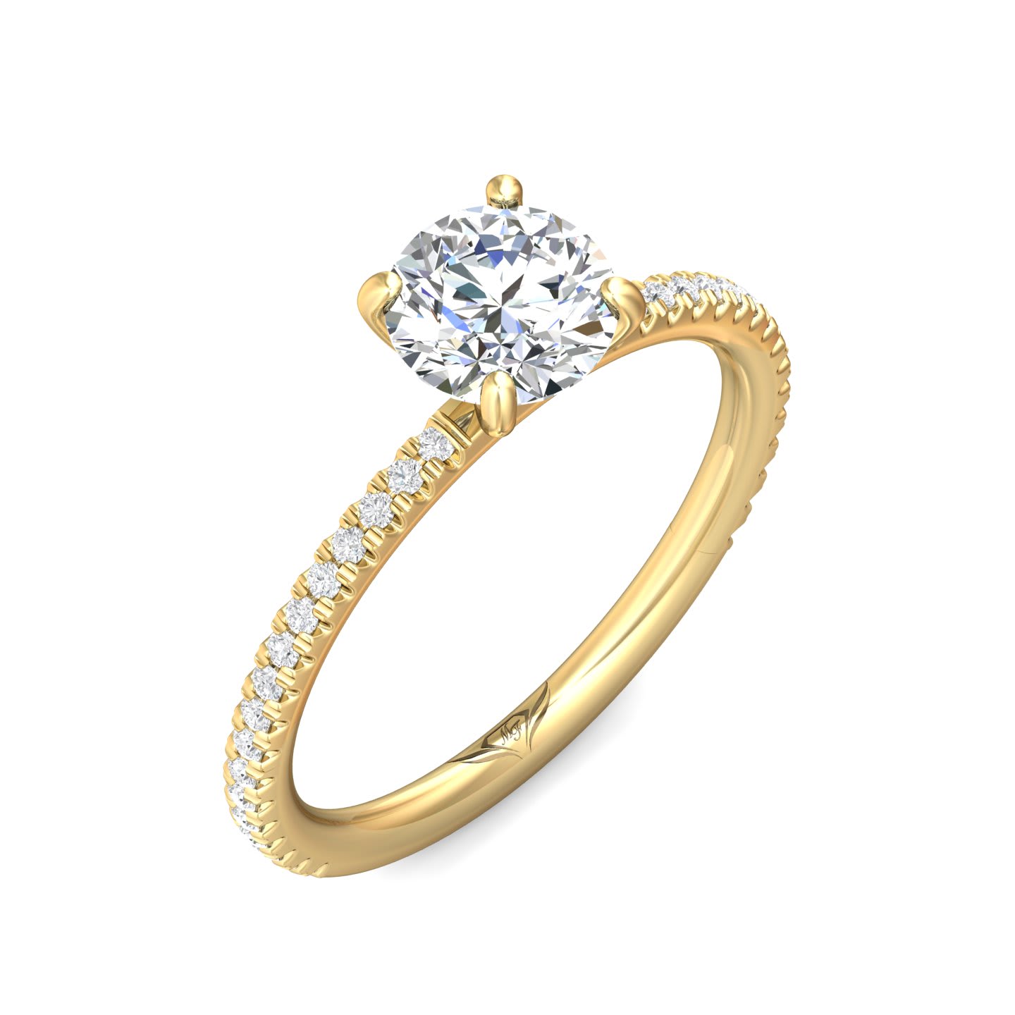 FlyerFit Micropave 18K Yellow Gold Engagement Ring