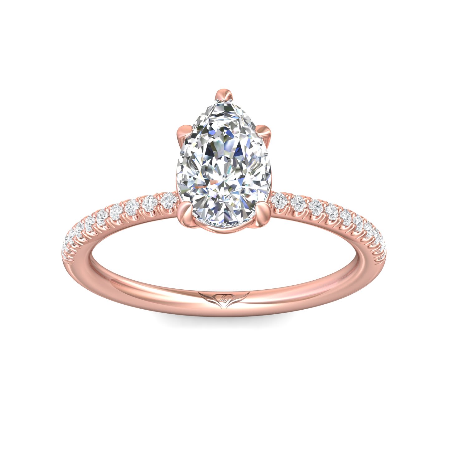 FlyerFit Micropave 14K Pink Gold Engagement Ring