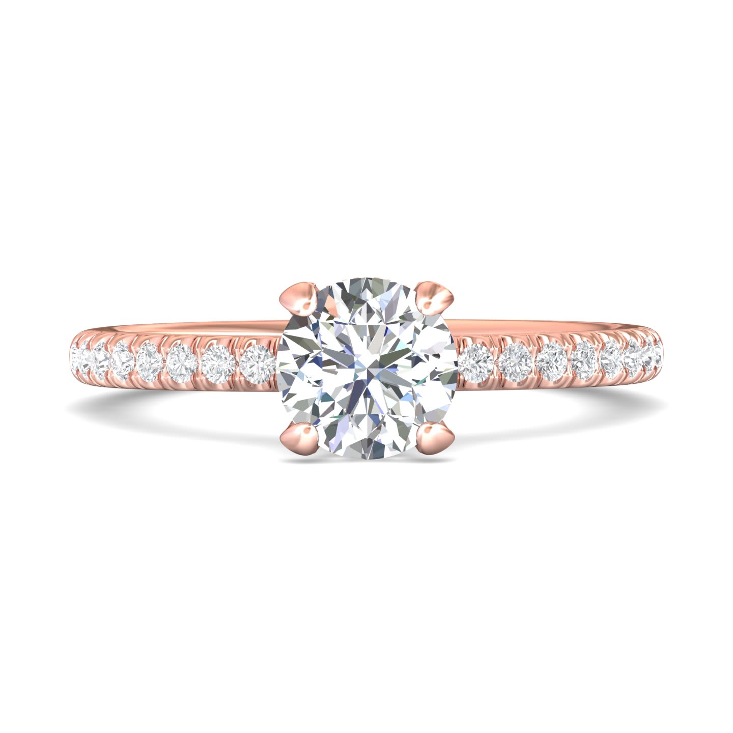 FlyerFit Micropave 14K Pink Gold Engagement Ring