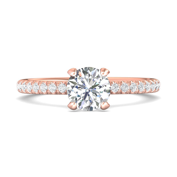 FlyerFit Micropave 18K Pink Gold Engagement Ring