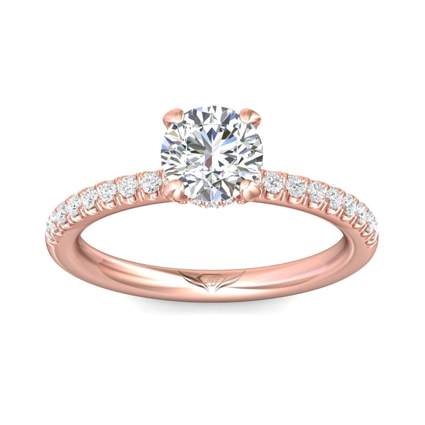 FlyerFit Micropave 18K Pink Gold Engagement Ring