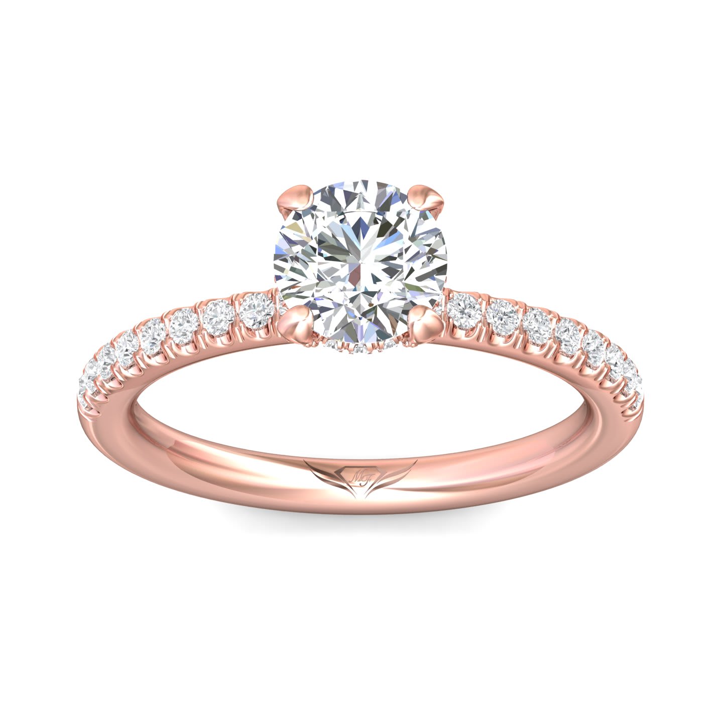 FlyerFit Micropave 14K Pink Gold Engagement Ring