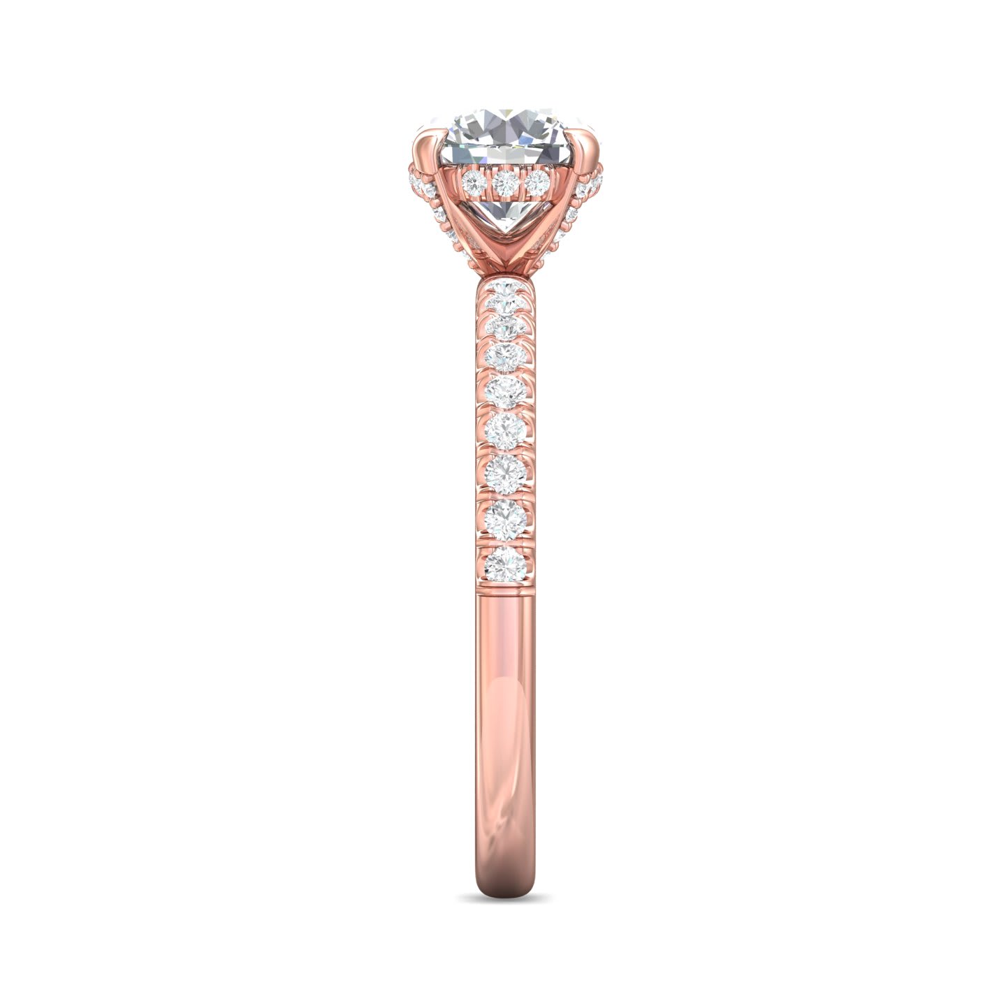 FlyerFit Micropave 14K Pink Gold Engagement Ring