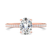 FlyerFit Micropave 18K Pink Gold Engagement Ring