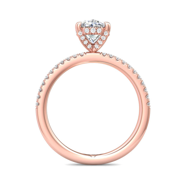 FlyerFit Micropave 18K Pink Gold Engagement Ring