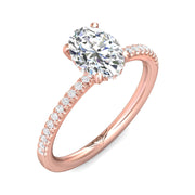 FlyerFit Micropave 18K Pink Gold Engagement Ring