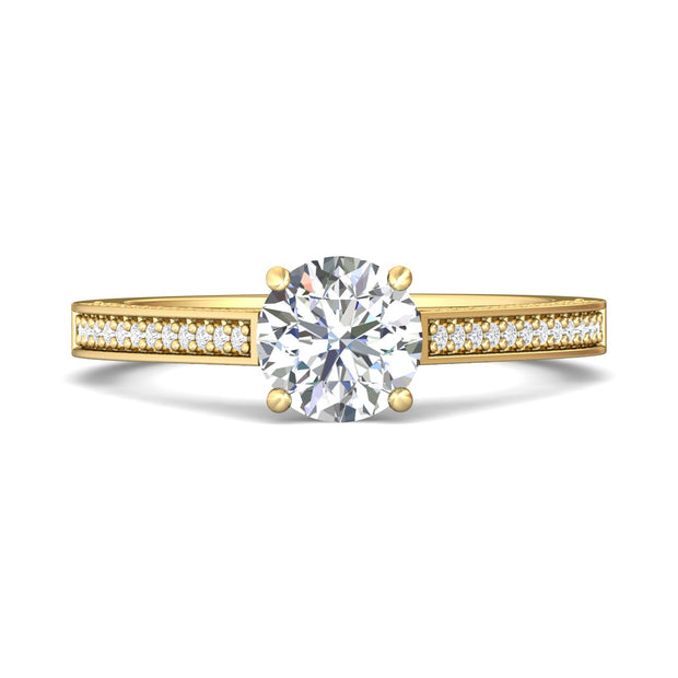 FlyerFit Micropave 18K Yellow Gold Engagement Ring