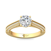 FlyerFit Micropave 18K Yellow Gold Engagement Ring