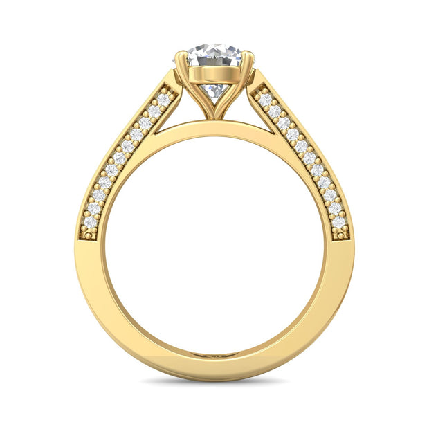 FlyerFit Micropave 18K Yellow Gold Engagement Ring