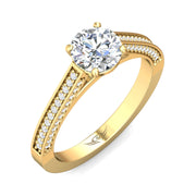 FlyerFit Micropave 18K Yellow Gold Engagement Ring