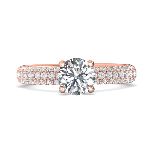 FlyerFit Micropave 14K Pink Gold Engagement Ring