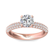 FlyerFit Micropave 14K Pink Gold Engagement Ring