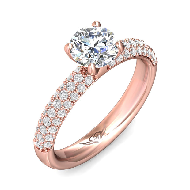 FlyerFit Micropave 14K Pink Gold Engagement Ring