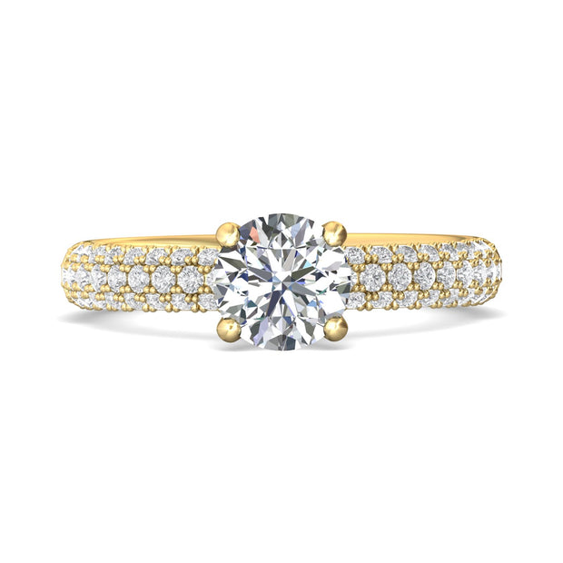 FlyerFit Micropave 18K Yellow Gold Engagement Ring